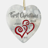 カップルパーソナライズされたの初めてのクリスマスオーナメント セラミックオーナメント (右)