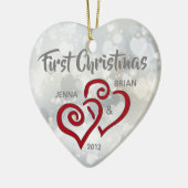 カップルパーソナライズされたの初めてのクリスマスオーナメント セラミックオーナメント (左)