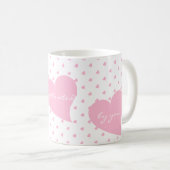 カップルパーソナライズされたの可愛いハート コーヒーマグカップ (正面右)