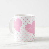 カップルパーソナライズされたの可愛いハート コーヒーマグカップ (正面左)