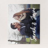 カップルパーソナライズされたの名前とカスタム写真 ジグソーパズル (縦)