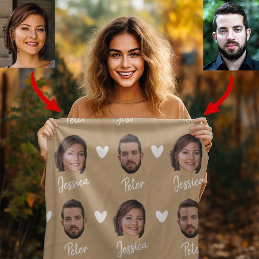 カップルパーソナライズされたの名前と写真、カモダンメル フリースブランケット