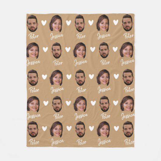 カップルパーソナライズされたの名前と写真、カモダンメル フリースブランケット (正面)