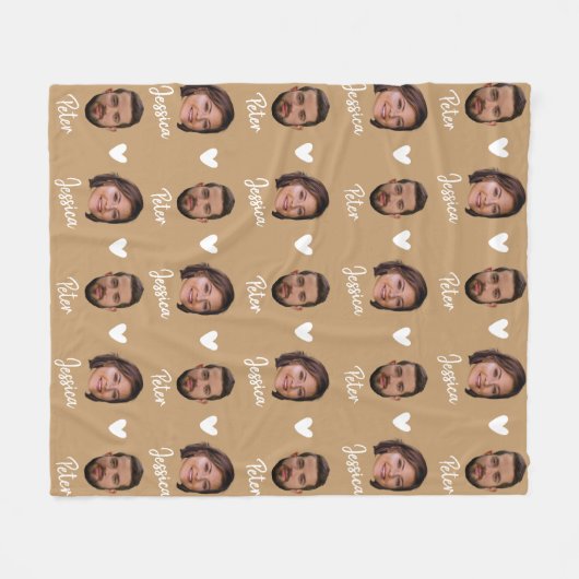 カップルパーソナライズされたの名前と写真、カモダンメル フリースブランケット (正面(横))