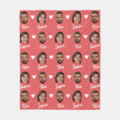 カップルパーソナライズされたの名前と写真、サケモダンモン フリースブランケット (正面)