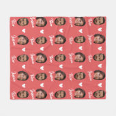 カップルパーソナライズされたの名前と写真、サケモダンモン フリースブランケット (正面(横))