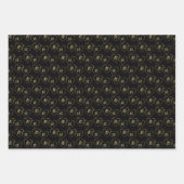 カップルパーソナライズされたの金ゴールドと黒のハートチャーム ラッピングペーパーシート (正面3)