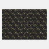 カップルパーソナライズされたの金ゴールドと黒のハートチャーム ラッピングペーパーシート (正面2)