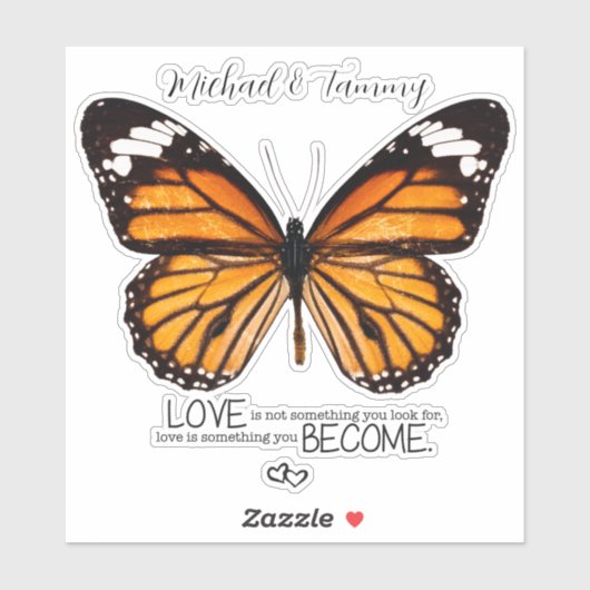 カップルパーソナライズされたの(昆虫)オオカバマダラ、モナークバタフライシール シール (シート)