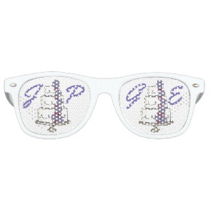 カップルパーソナライズされたイニシャルの結婚ケーキ好み レトロサングラス