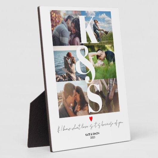 カップルパーソナライズされたイニシャルフォトコラージュカスタム フォトプラーク (側面)