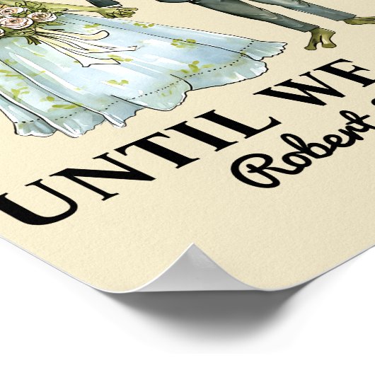 カップルパーソナライズされたカエルイラストレーション記念日 ポスター (角)