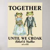 カップルパーソナライズされたカエルイラストレーション記念日 ポスター (正面)