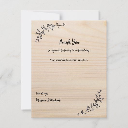 カップルパーソナライズされたカードからありがとうござ素朴う サンキューカード (正面)
