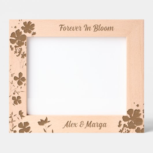 カップルパーソナライズされたギフトフローラ木彫り レーザー彫刻フレーム (正面)