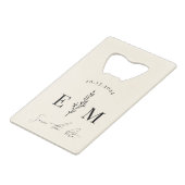 カップルパーソナライズされたシャワー結婚式の日付を保存 クレジットカード栓抜き (正面アングル)