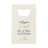 カップルパーソナライズされたシャワー結婚式の日付を保存 クレジットカード栓抜き (裏面)