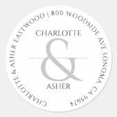 カップルパーソナライズされたズ新婚差出人住所 ラウンドシール (正面)