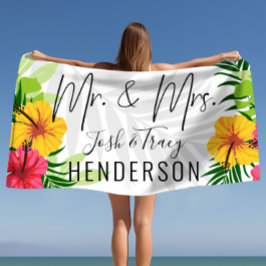 カップルパーソナライズされたズ結婚・アニバーサリーギフト ビーチタオル