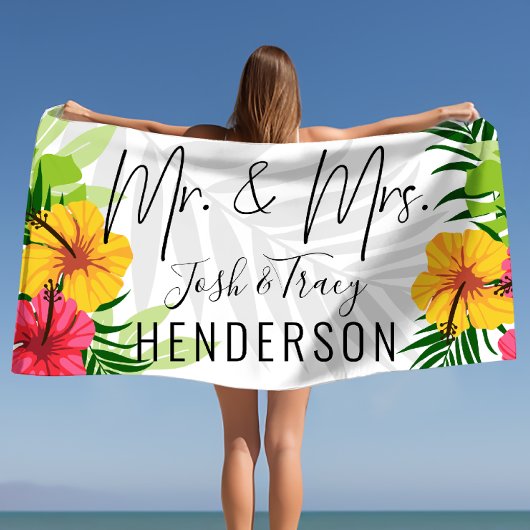 カップルパーソナライズされたズ結婚・アニバーサリーギフト ビーチタオル