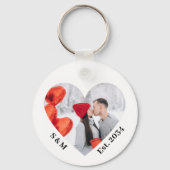 カップルパーソナライズされたハートキーチェーン キーホルダー (正面)