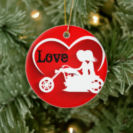 カップルパーソナライズされたバイクの愛 セラミックオーナメント