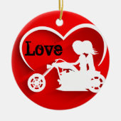 カップルパーソナライズされたバイクの愛 セラミックオーナメント (正面)
