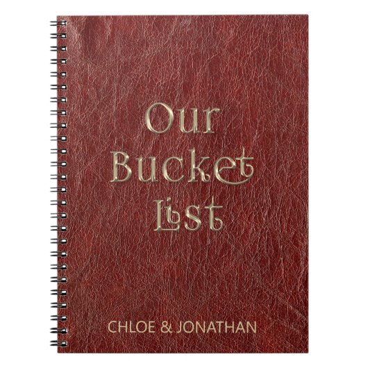 カップルパーソナライズされたバケットリストフェイクレザー ノートブック (正面)