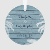 カップルパーソナライズされたビーチパームツリーズオンウッドラブ オーナメント (裏面)