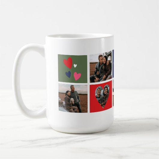 カップルパーソナライズされたフォトコラージバレンタインデー コーヒーマグカップ (左)