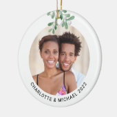カップルパーソナライズされたフォトミスタントー セラミックオーナメント (左)