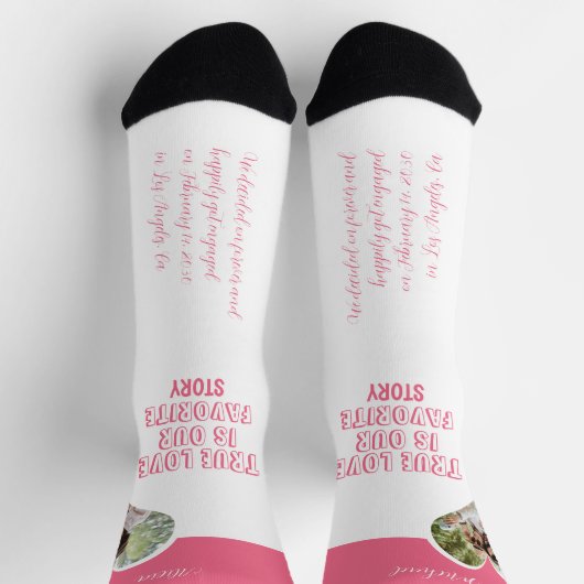 カップルパーソナライズされたフォトラブハート婚約 ソックス (上部)