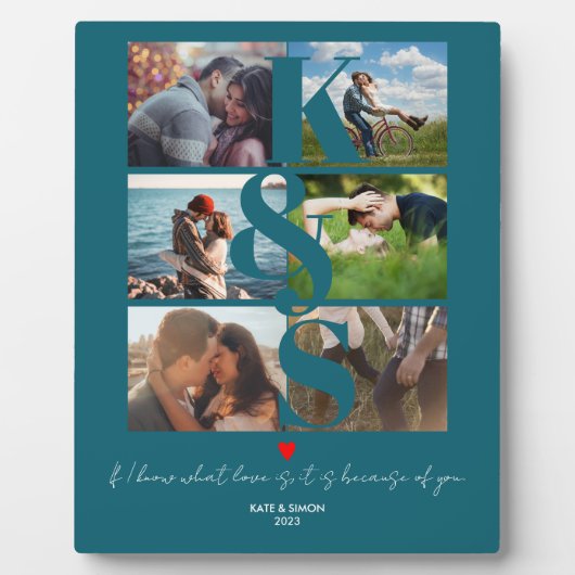 カップルパーソナライズされたフォトラブモノグラムの フォトプラーク (正面)