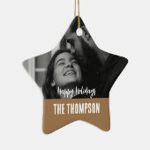 カップルパーソナライズされたフォト白黒と茶色 セラミックオーナメント (右)