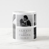 カップルパーソナライズされたフォト結婚ズ ジャンボコーヒーマグカップ (正面)