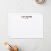 カップルパーソナライズされたブラウンクラシカル書道 ノートカード (正面/裏面インサイチュ)