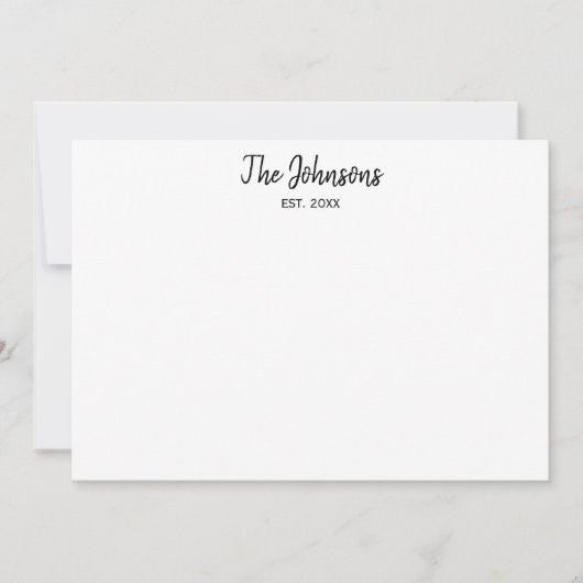 カップルパーソナライズされたブラックマーカー書道 ノートカード (正面)