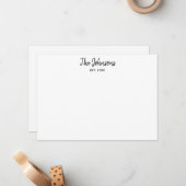 カップルパーソナライズされたブラックマーカー書道 ノートカード (正面/裏面インサイチュ)