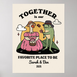 カップルパーソナライズされたプリント、カスタムFrog Illustatio ポスター