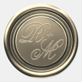 カップルパーソナライズされたモノグラム金ゴールドワックス ラウンドシール