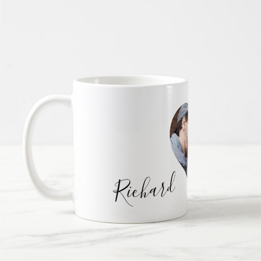 カップルパーソナライズされた写真名バレンタインデー コーヒーマグカップ (左)