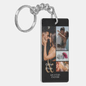 カップルパーソナライズされた写真文字B 5フォトコラージュ キーホルダー (正面左)