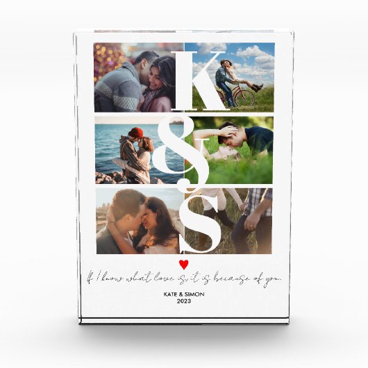 カップルパーソナライズされた写真LOVEギフト フォトブロック (正面)