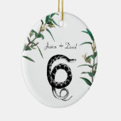 カップルパーソナライズされた名クリスマスヘビ セラミックオーナメント (右)