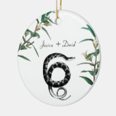 カップルパーソナライズされた名クリスマスヘビ セラミックオーナメント (左)