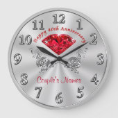カップルパーソナライズされた向け40周年記念ギフト ラージ壁時計 (正面)