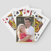 カップルパーソナライズされた家族の写真金ゴールドモノグラム トランプ (裏面)