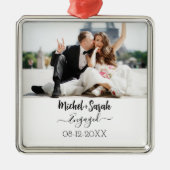 カップルパーソナライズされた磁器フォトオーナメント メタルオーナメント (正面)