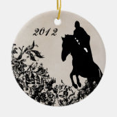 カップルパーソナライズされた馬乗馬ジャンプ セラミックオーナメント (正面)