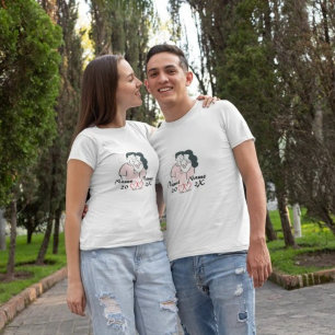 カップルパーソナライズされたTシャツ – 名前をカスタムする&日付 Tシャツ